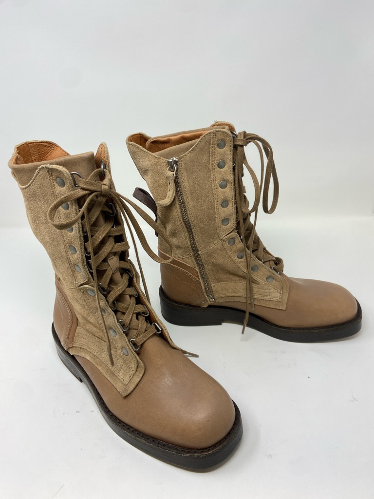 Free People We The Free Jesse Lace Up Boot Tan Leather/Suede Zip 37/7 New